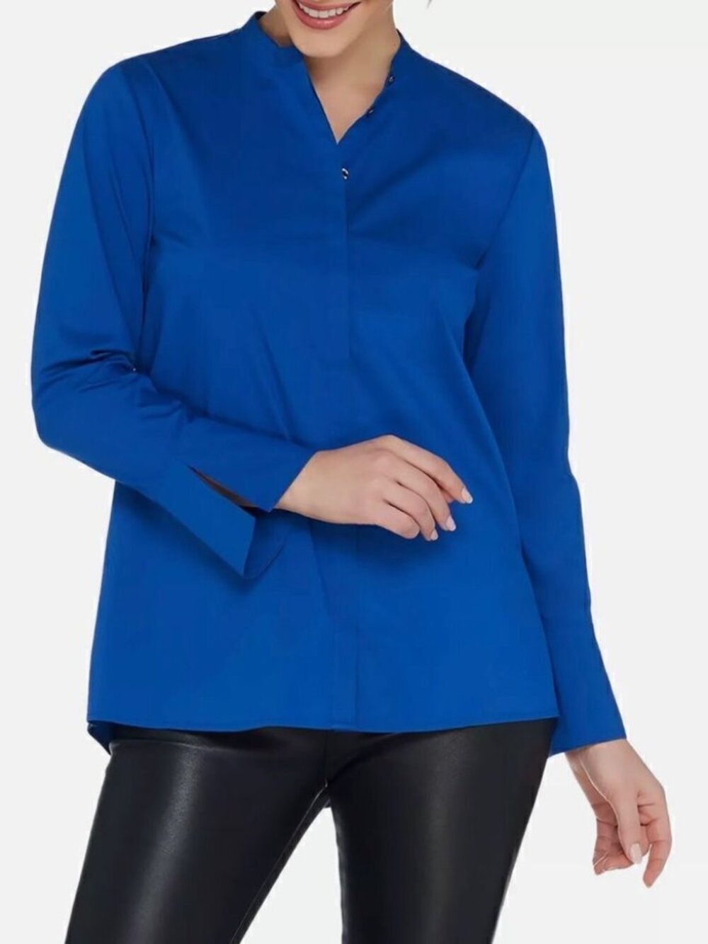 H by Halston Poplin Button Front Shirt